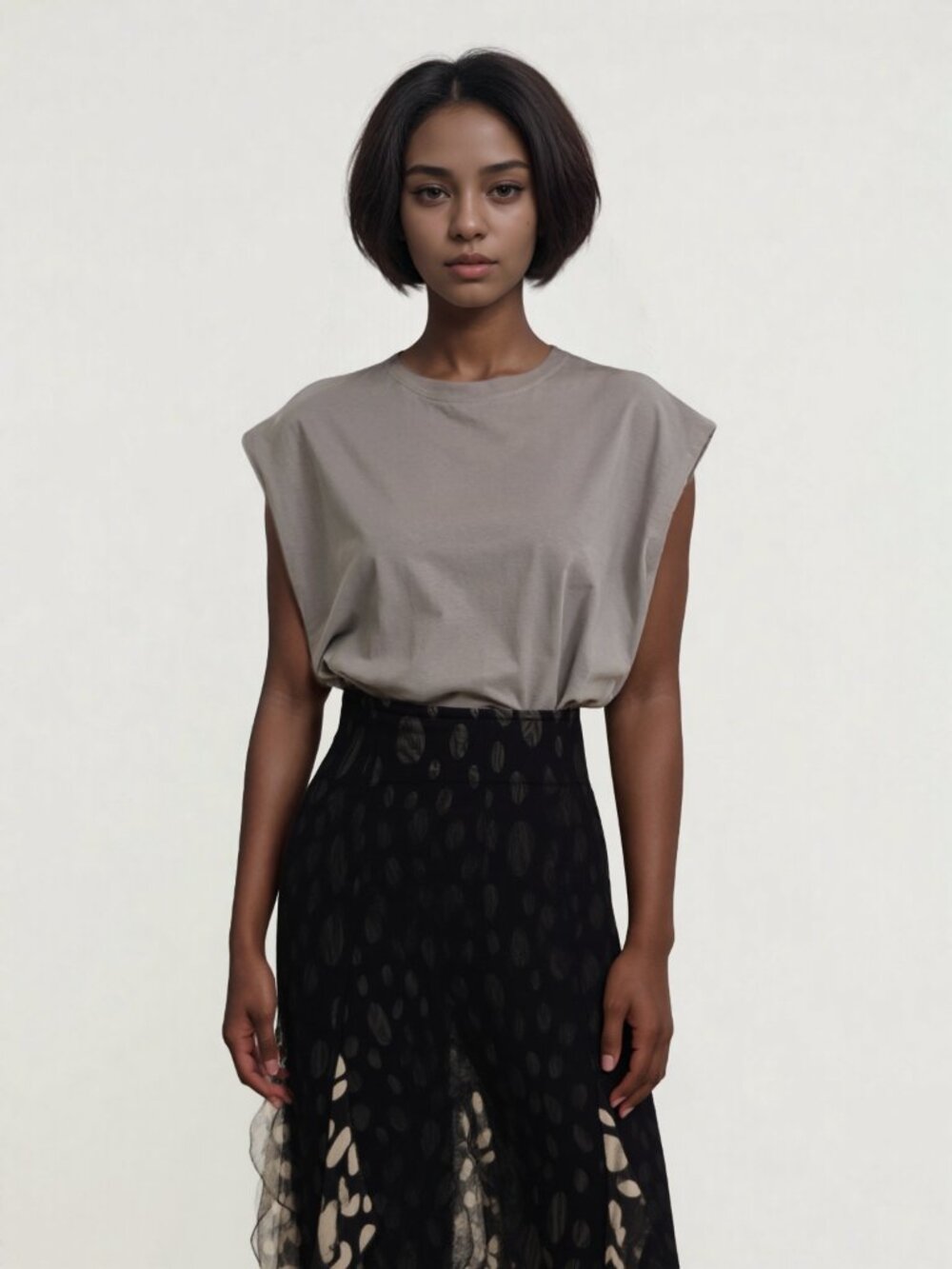 Joseph Ribkoff Black and White Polka Dot Skater Skirt